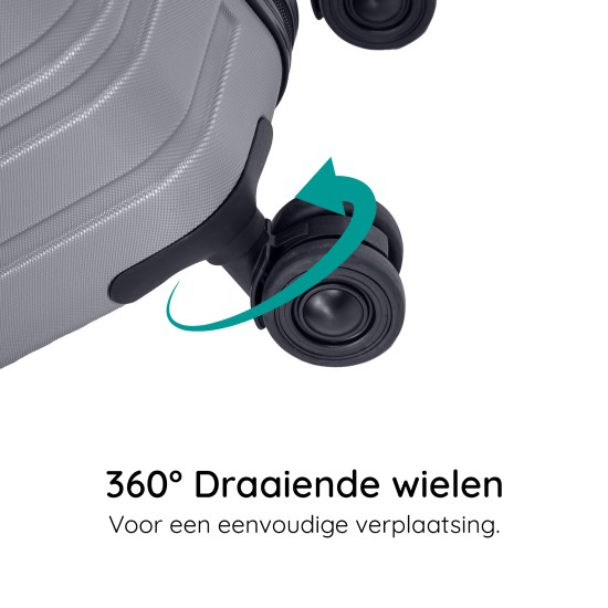 BlockTravel reiskoffer L met dubbele wielen 95 liter - inbouw TSA slot - lichtgewicht - grijs