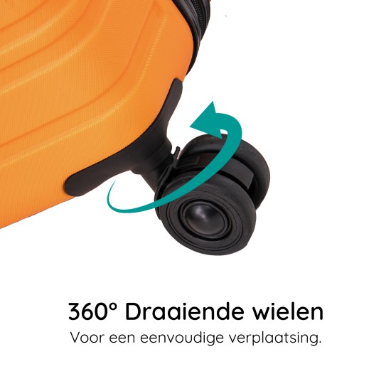 BlockTravel reiskoffer L met dubbele wielen 95 liter - inbouw TSA slot - lichtgewicht - oranje