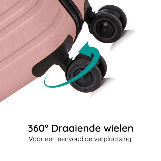 BlockTravel reiskoffer L met dubbele wielen 95 liter - inbouw TSA slot - lichtgewicht - rose goud