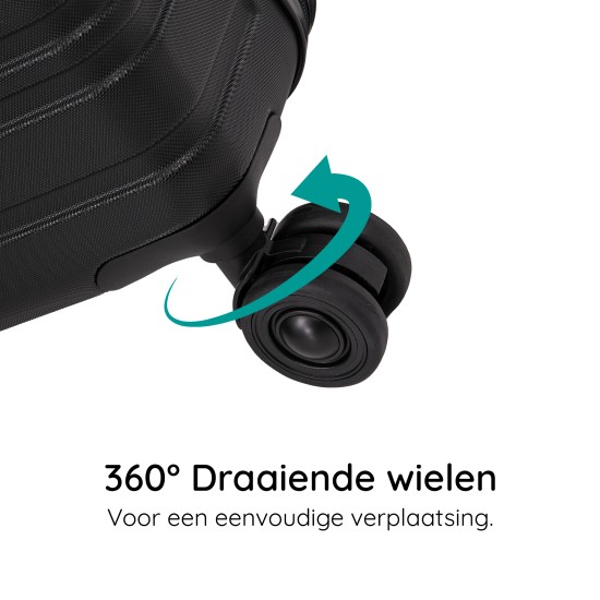 BlockTravel reiskoffer L met dubbele wielen 95 liter - inbouw TSA slot - lichtgewicht - zwart