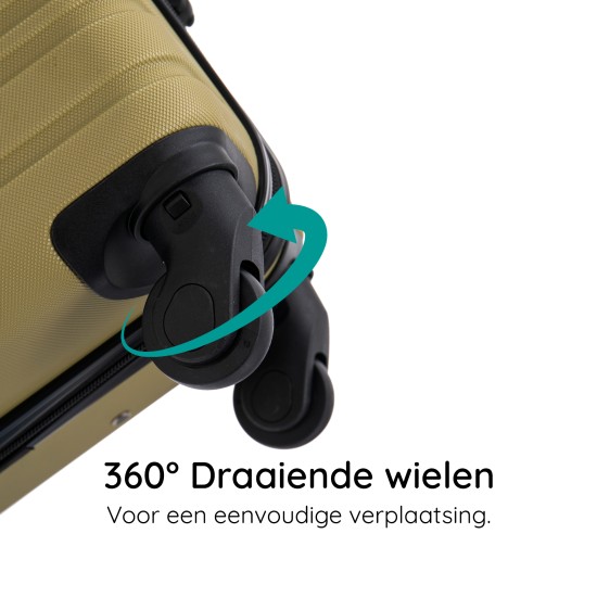 BlockTravel reiskoffer M met wielen afneembaar 74 liter - inbouw TSA slot - lichtgewicht - olijf groen