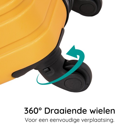 BlockTravel handbagage reiskoffer S met wielen afneembaar 39 liter - inbouw TSA slot - lichtgewicht - geel