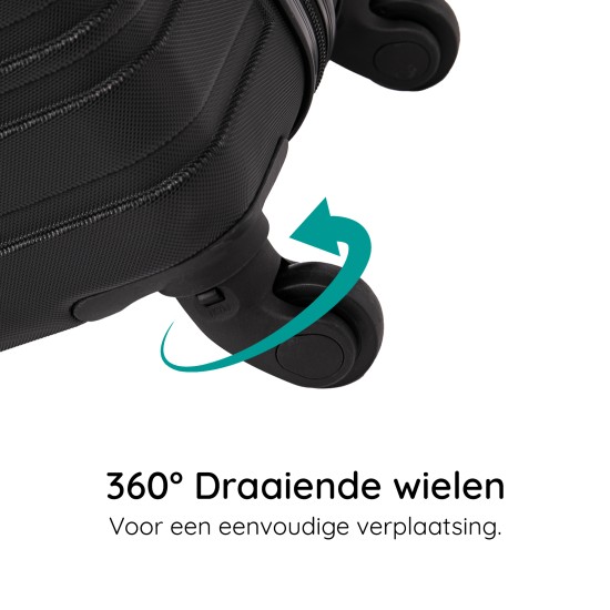 BlockTravel handbagage reiskoffer S met wielen afneembaar 39 liter - inbouw TSA slot - lichtgewicht - zwart