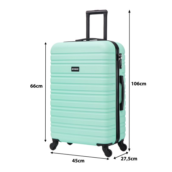 BlockTravel reiskoffer M met wielen afneembaar 74 liter - inbouw TSA slot - lichtgewicht - mint groen