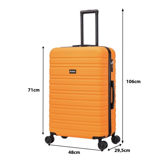 BlockTravel reiskoffer L met dubbele wielen 95 liter - inbouw TSA slot - lichtgewicht - oranje