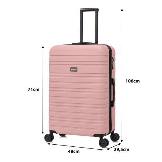 BlockTravel reiskoffer L met dubbele wielen 95 liter - inbouw TSA slot - lichtgewicht - rose goud