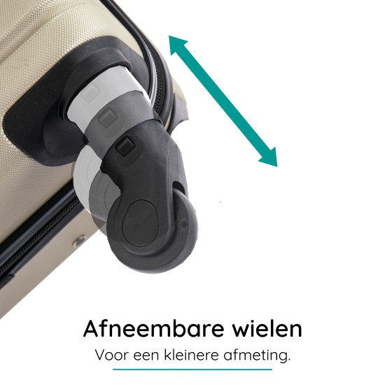 BlockTravel reiskoffer M met wielen afneembaar 74 liter - inbouw TSA slot - lichtgewicht - licht groen