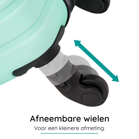 BlockTravel reiskoffer M met wielen afneembaar 74 liter - inbouw TSA slot - lichtgewicht - mint groen