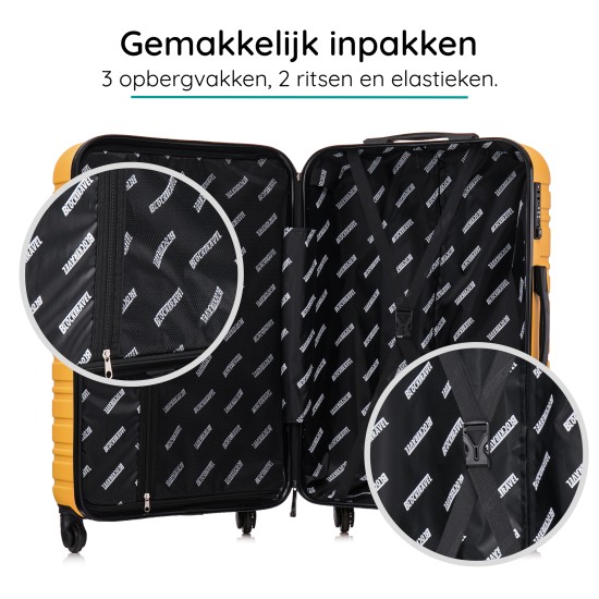 BlockTravel reiskoffer M met wielen afneembaar 74 liter - inbouw TSA slot - lichtgewicht - geel