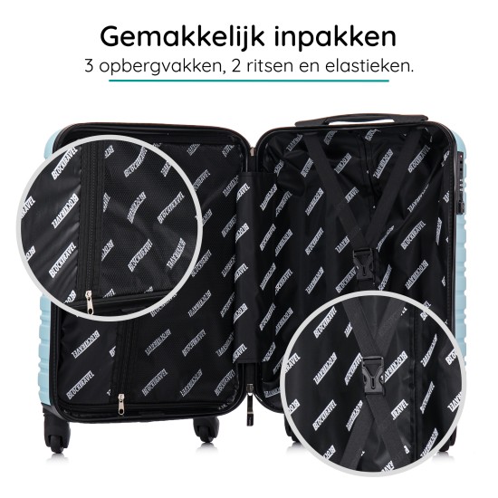 BlockTravel handbagage reiskoffer XS met wielen afneembaar 29 liter - inbouw TSA slot - lichtgewicht - licht blauw