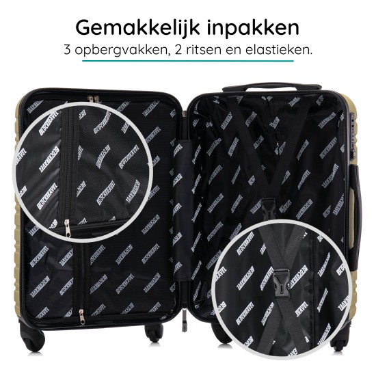 BlockTravel handbagage reiskoffer S met wielen afneembaar 39 liter - inbouw TSA slot - lichtgewicht - olijf groen