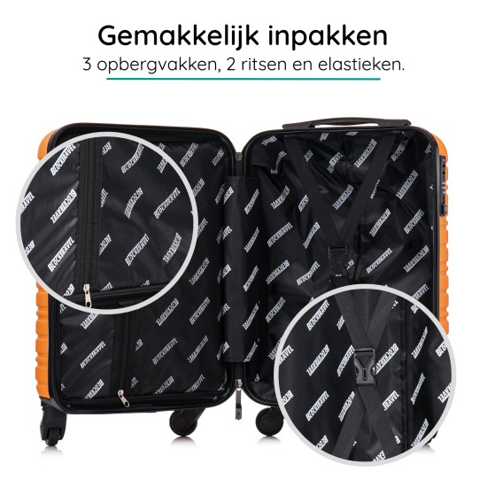 BlockTravel handbagage reiskoffer S met wielen afneembaar 39 liter - inbouw TSA slot - lichtgewicht - oranje