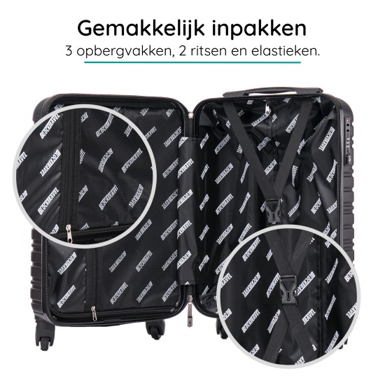 BlockTravel handbagage reiskoffer S met wielen afneembaar 39 liter - inbouw TSA slot - lichtgewicht - zwart