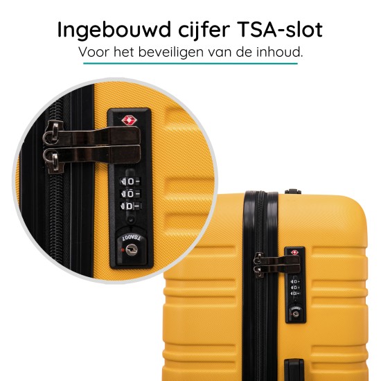 BlockTravel handbagage reiskoffer S met wielen afneembaar 39 liter - inbouw TSA slot - lichtgewicht - geel