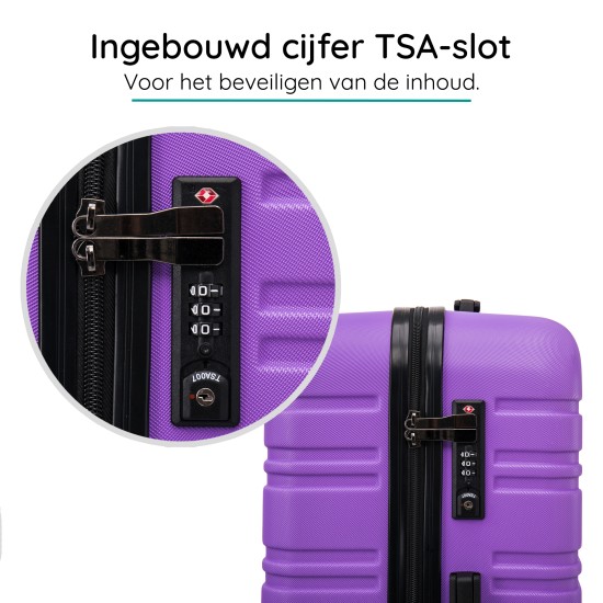 BlockTravel handbagage reiskoffer XS met wielen afneembaar 29 liter - inbouw TSA slot - lichtgewicht - paars