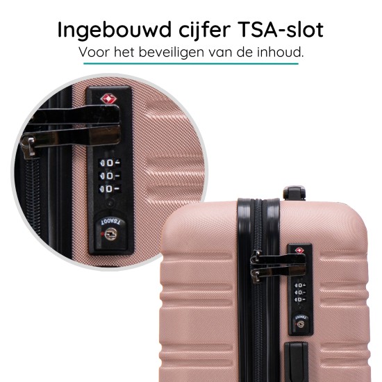 BlockTravel handbagage reiskoffer S met wielen afneembaar 39 liter - inbouw TSA slot - lichtgewicht - rose goud