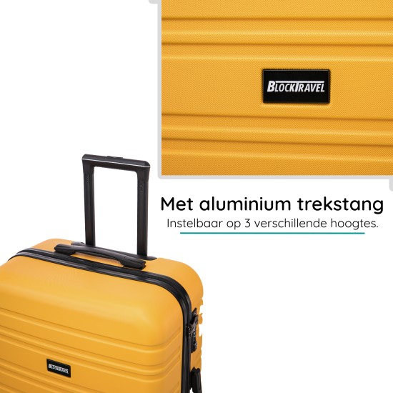 BlockTravel handbagage reiskoffer S met wielen afneembaar 39 liter - inbouw TSA slot - lichtgewicht - geel