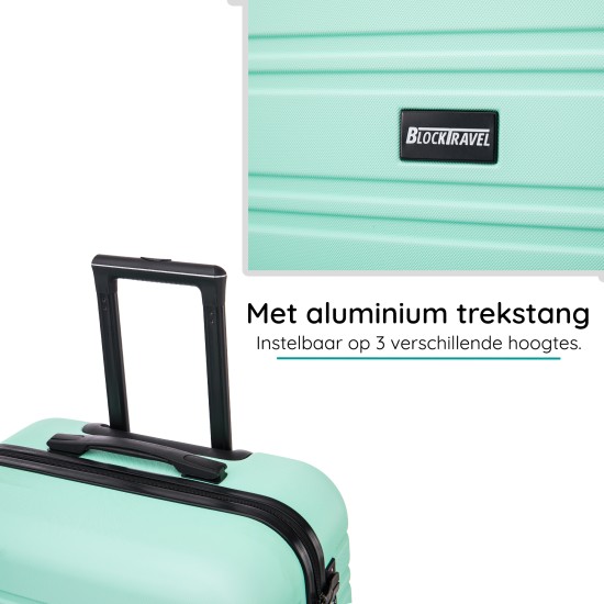 BlockTravel reiskoffer L met dubbele wielen 95 liter - inbouw TSA slot - lichtgewicht - mint groen